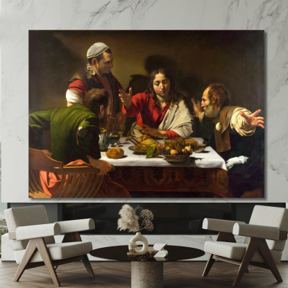 Cena In Emmaus Caravaggio crv39 quadro stampato su tela