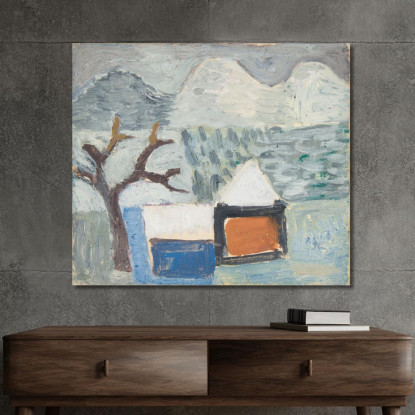 Paesaggio Invernale Con Case Sasza Blonder sbl35 quadro stampato su tela