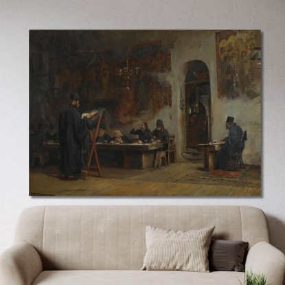 Refettorio In Un Monastero Greco? Monte Athos Theodoros Ralli trl27 quadro stampato su tela
