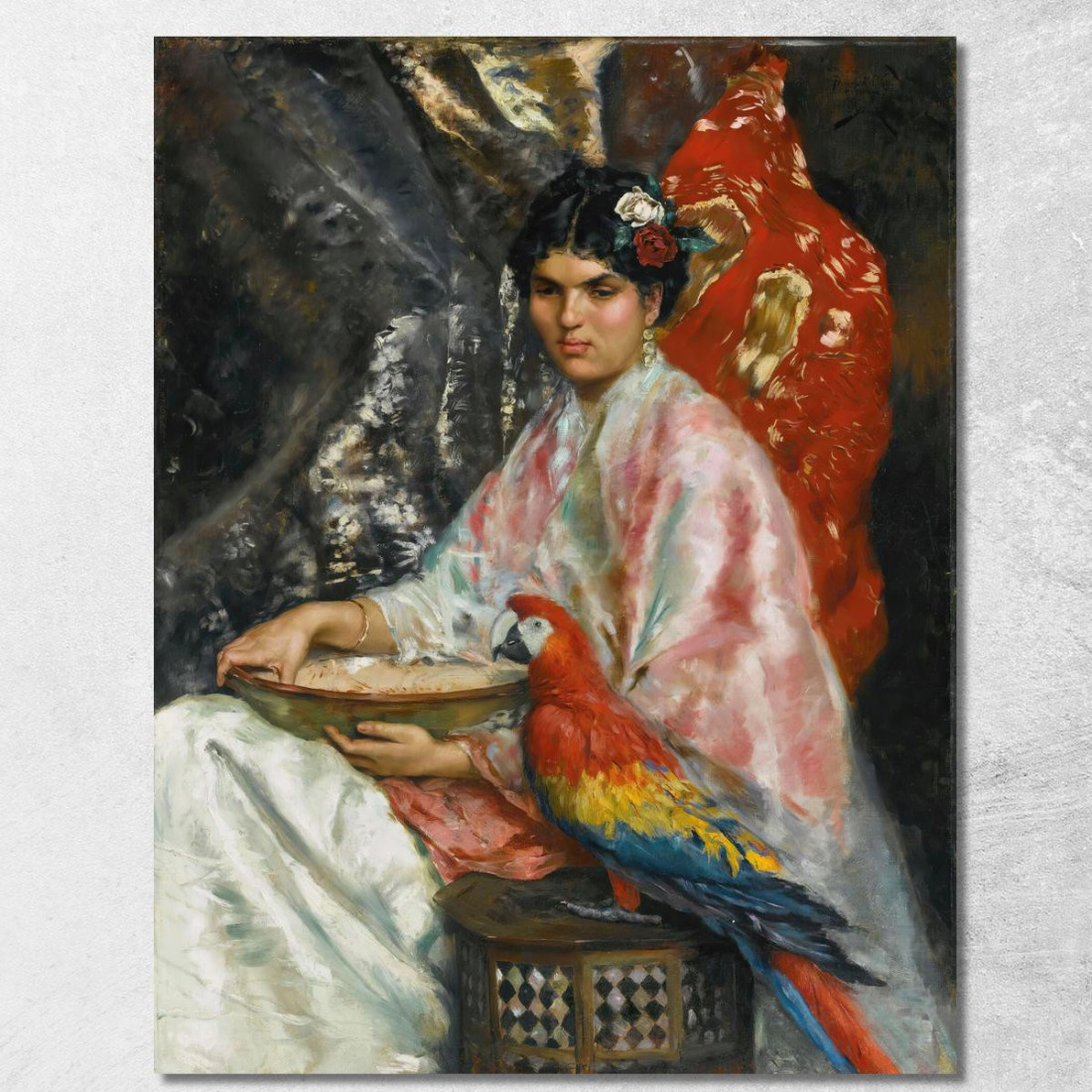 Signora Con Un Pappagallo Julius Leblanc Stewart jls9 quadro stampato su tela Signora Con Un Pappagallo Julius Leblanc Stewart jls9 quadro stampato su tela