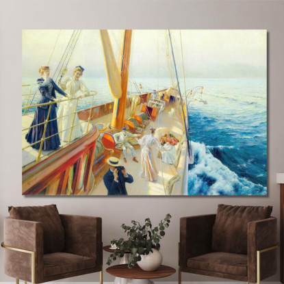 Yachting Nel Mediterraneo Julius Leblanc Stewart jls28 quadro stampato su tela