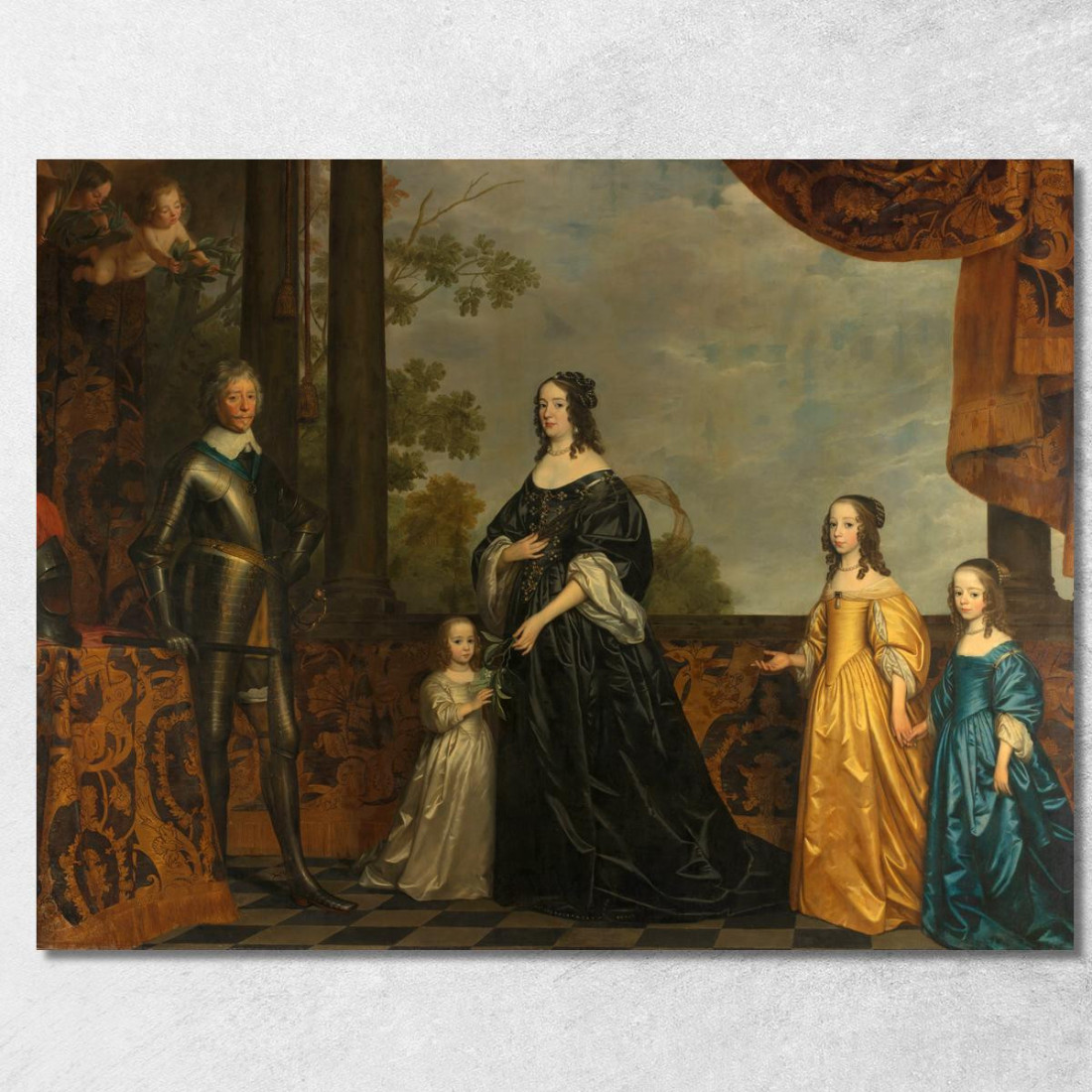 Frederick Henry, Son Épouse Amalia De Solms Et Leurs Trois Plus Jeunes Filles Gerard van Honthorst tableau impression sur toile Frederick Henry, Son Épouse Amalia De Solms Et Leurs Trois Plus Jeunes Filles Gerard van Honthorst tableau impression sur toile
