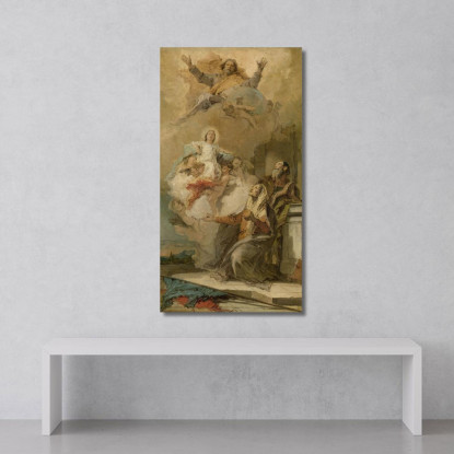 La Inmaculada Concepción Joachim Y Anna Recibiendo A La Virgen María De Manos De Dios Padre Giovanni Battista Tiepolo cuadro en