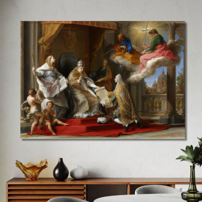 Papst Benedikt Xiv. Überreicht Dem Grafen Von Stainville, Später Herzog Von Choiseul, Die Enzyklika Ex Omnibus Pompeo Batoni dru
