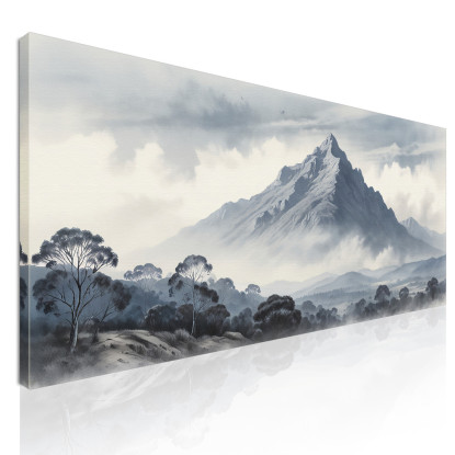 Quadro Paesaggio Astratto Paesaggio Montuoso Con Vetta Innevata E Alberi abl29 quadro stampato su tela