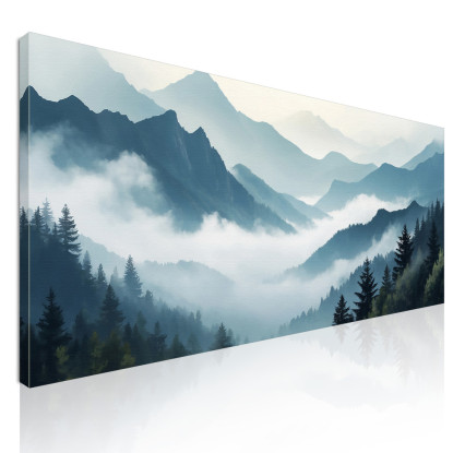 Quadro Paesaggio Astratto Paesaggio Montuoso Nebbioso Arte Paesaggio Sereno Blu E Grigio abl30 quadro stampato su tela