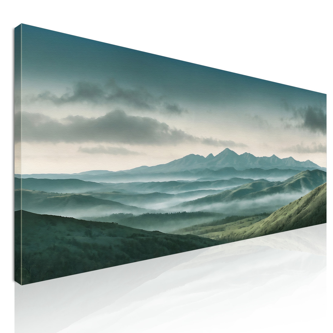 Quadro Paesaggio Astratto Paesaggio Montuoso Nebbioso Con Colline Verdi E Cielo Nuvoloso abl32 quadro stampato su tela Quadro Paesaggio Astratto Paesaggio Montuoso Nebbioso Con Colline Verdi E Cielo Nuvoloso abl32 quadro stampato su tela
