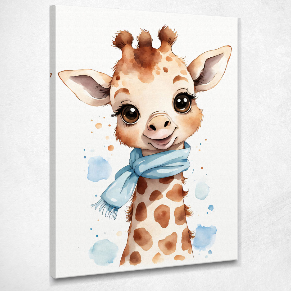 Quadro Per Neonato Decorazione Per Cameretta Giraffa Con Sciarpa Azzurra bana9 quadro stampato su tela