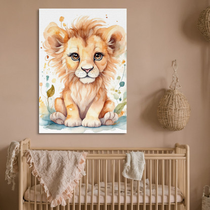 Quadro Per Neonato Decorazione Cameretta Cucciolo Di Leone Con Sguardo Dolce bana19 quadro stampato su tela