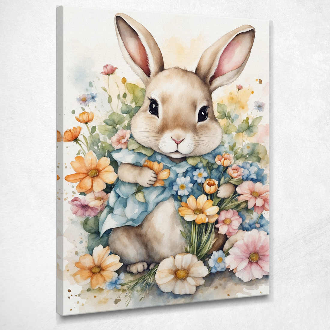 Decorazione Per Cameretta Quadro Per Bimbo Coniglietto Carino Tra Fiori Primaverili bana24 quadro stampato su tela Decorazione Per Cameretta Quadro Per Bimbo Coniglietto Carino Tra Fiori Primaverili bana24 quadro stampato su tela