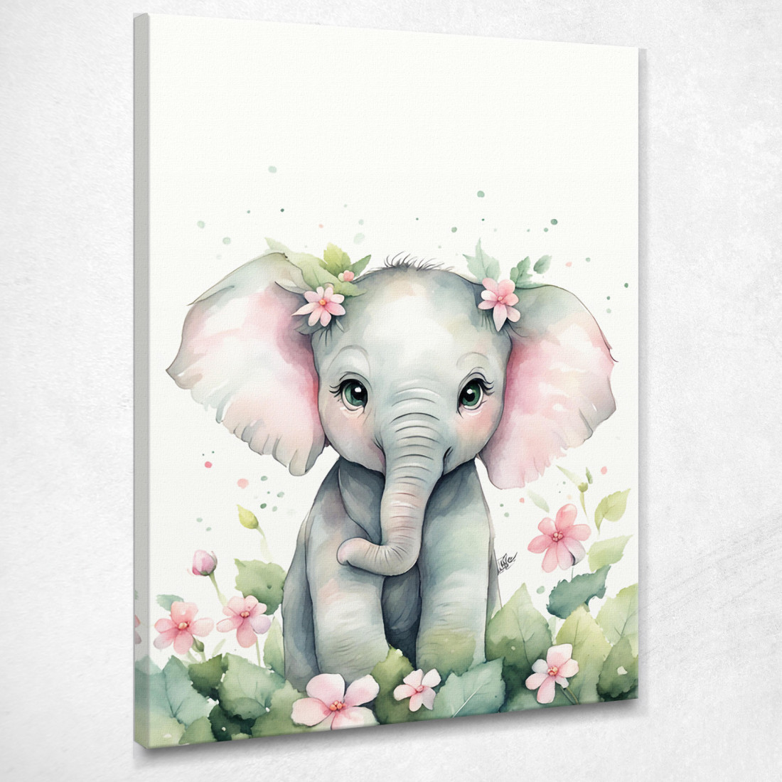 Quadro Per Cameretta Bimbo Cucciolo Di Elefante Con Fiori banb7 quadro stampato su tela Quadro Per Cameretta Bimbo Cucciolo Di Elefante Con Fiori banb7 quadro stampato su tela