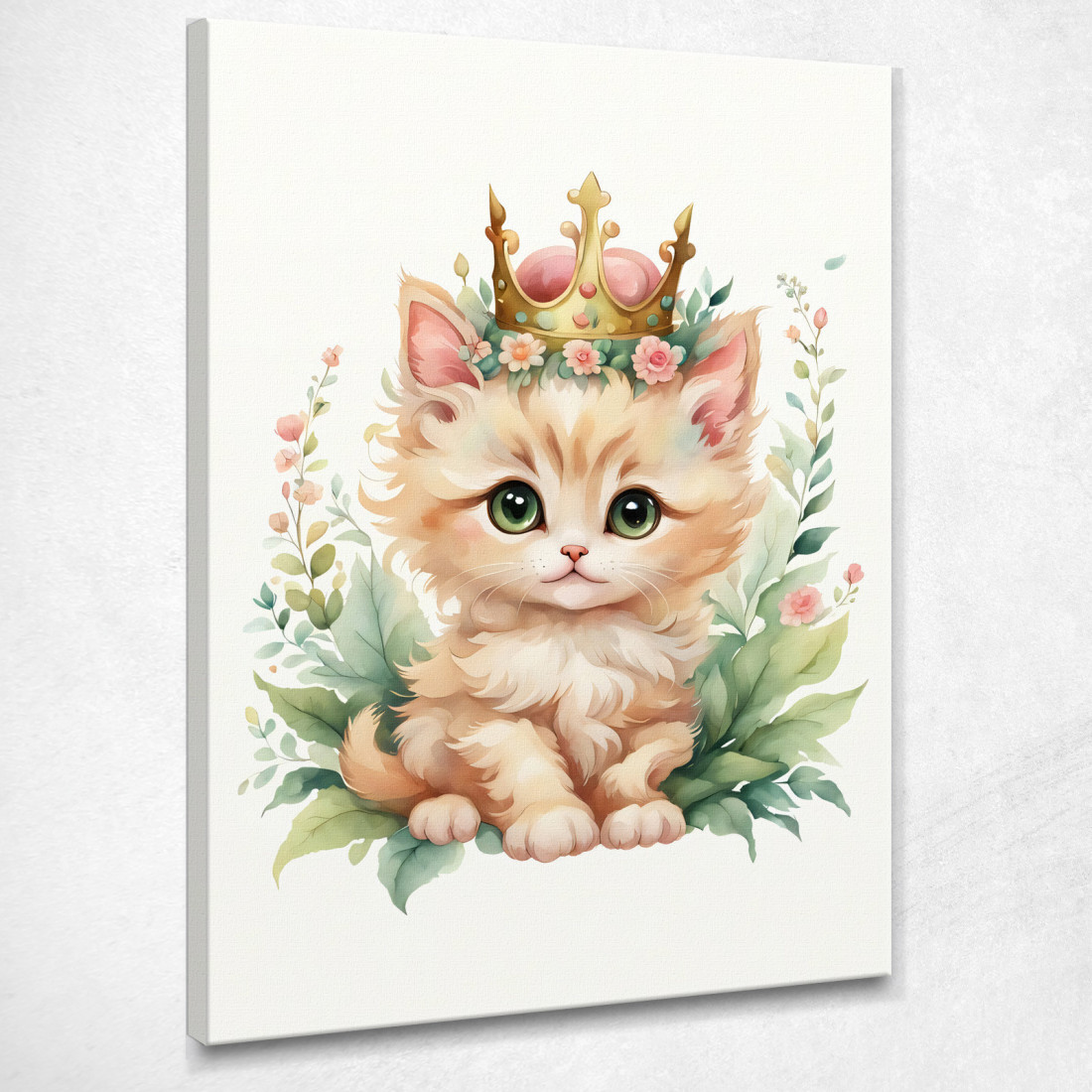 Quadro Per Bimba Decorazione Per Cameretta Gattino Con Corona Reale banb13 quadro stampato su tela