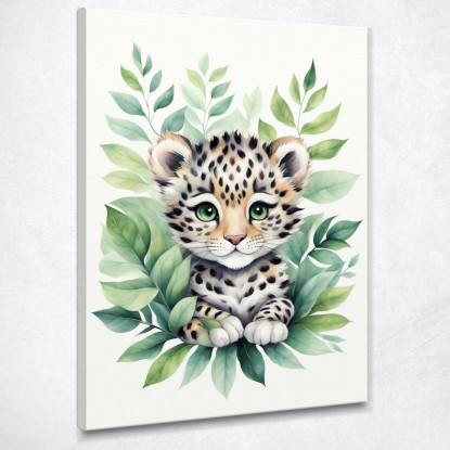 Quadro Per Neonato Decorazione Cameretta Baby Leopardo Con Occhi Verdi banb19 quadro stampato su tela