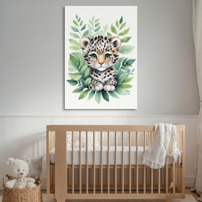 Quadro Per Neonato Decorazione Cameretta Baby Leopardo Con Occhi Verdi banb19 quadro stampato su tela