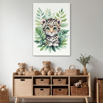 Quadro Per Neonato Decorazione Cameretta Baby Leopardo Con Occhi Verdi banb19 quadro stampato su tela