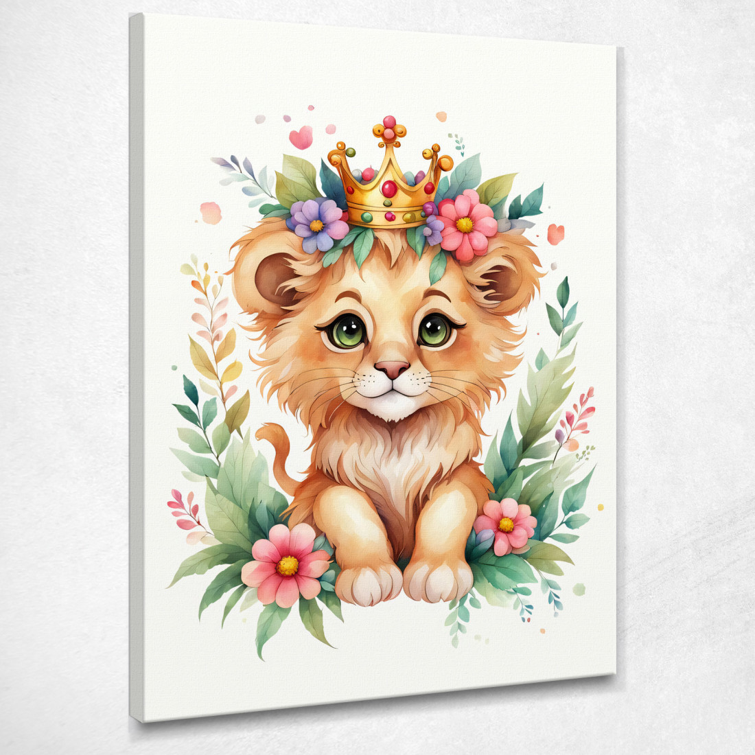 Quadro Per Nursery Decorazione Bimba Leone Cucciolo Con Coroncina Colorata banb26 quadro stampato su tela Quadro Per Nursery Decorazione Bimba Leone Cucciolo Con Coroncina Colorata banb26 quadro stampato su tela