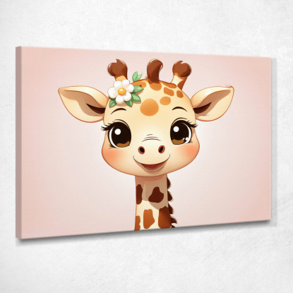 Quadro Decorativo Per Cameretta Bimbo Giraffa Carina Con Dettaglio Floreale banb40 quadro stampato su tela