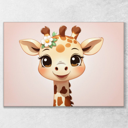 Quadro Decorativo Per Cameretta Bimbo Giraffa Carina Con Dettaglio Floreale banb40 quadro stampato su tela