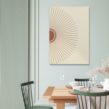 Quadro Boho Chic Minimal Composizione Geometrica Raggi Di Sole Su Sfondo Beige bho5 quadro stampato su tela