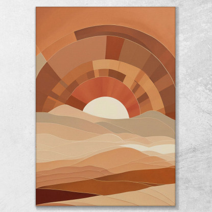 Quadro Boho Chic Minimal Paesaggio Astratto Sorgere Del Sole Sulle Colline bho22 quadro stampato su tela