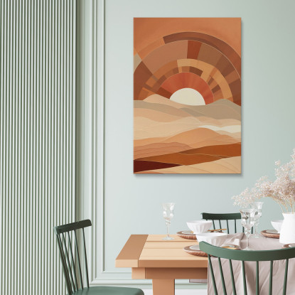 Quadro Boho Chic Minimal Paesaggio Astratto Sorgere Del Sole Sulle Colline bho22 quadro stampato su tela