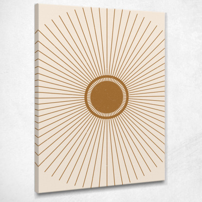 Quadro Boho Chic Minimal Raggi Del Sole Dorati Su Sfondo Beige bho29 quadro stampato su tela