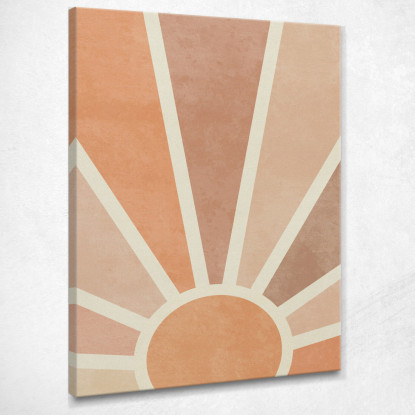 Quadro Boho Chic Minimal Sole Astratto Al Tramonto Geometrico Arancione E Beige bho33 quadro stampato su tela