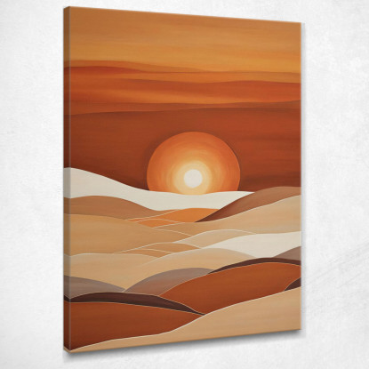 Quadro Boho Chic Minimal Sorgere Del Sole Su Colline Ondulate bho36 quadro stampato su tela