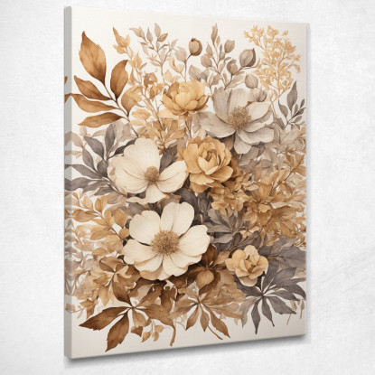 Quadro Botanico Moderno Composizione Botanica Sfumature Di Beige E Marrone btn5 quadro stampato su tela