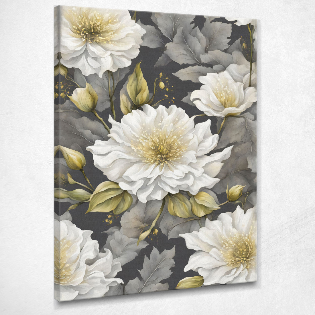 Quadro Botanico Moderno Composizione Floreale Con Fiori Bianchi E Verdi btn8 quadro stampato su tela Quadro Botanico Moderno Composizione Floreale Con Fiori Bianchi E Verdi btn8 quadro stampato su tela