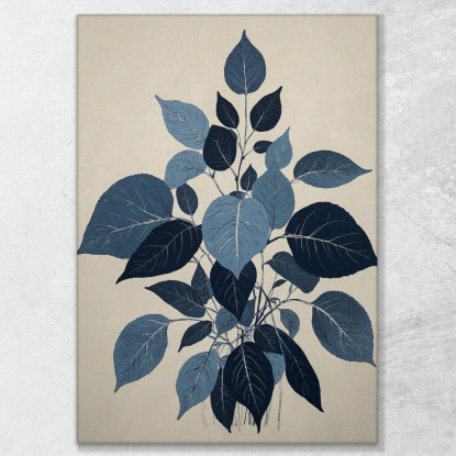 Quadro Botanico Moderno Eleganti Foglie Minimaliste Blu btn13 quadro stampato su tela