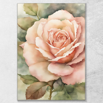 Quadro Botanico Moderno Incanto Floreale Rosa In Piena Fioritura btn34 quadro stampato su tela