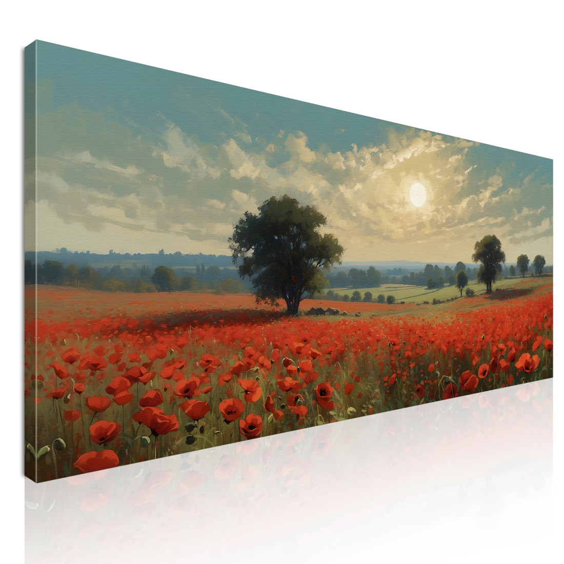 Quadro Botanico Campo Di Papaveri Al Tramonto bow9 quadro stampato su tela