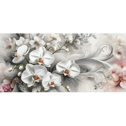 Quadro Botanico Eleganti Orchidee Bianche Astratto Floreale bow14 quadro stampato su tela