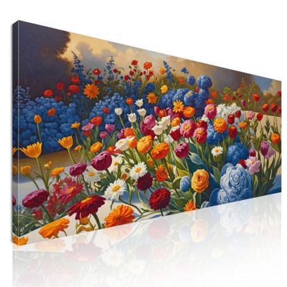 Quadro Botanico Esplosione Di Colori In Giardino Fiorito bow15 quadro stampato su tela