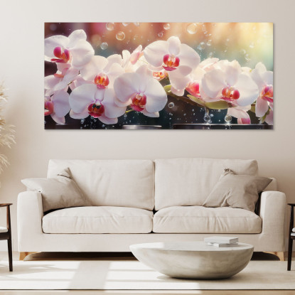 Quadro Botanico Orchidee Bianche E Rosa Con Gocce D'Acqua bow24 quadro stampato su tela