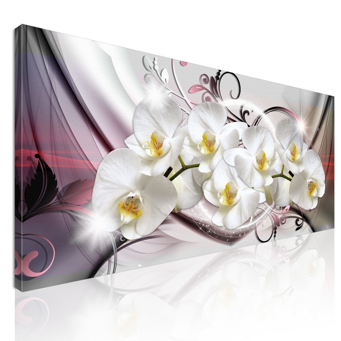 Quadro Botanico Orchidee Bianche Su Sfondo Astratto Motivo Floreale bow25 quadro stampato su tela Quadro Botanico Orchidee Bianche Su Sfondo Astratto Motivo Floreale bow25 quadro stampato su tela