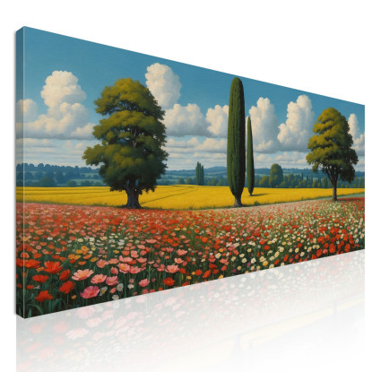 Quadro Botanico Paesaggio Di Campo Fiorito bow28 quadro stampato su tela