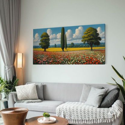 Quadro Botanico Paesaggio Di Campo Fiorito bow28 quadro stampato su tela