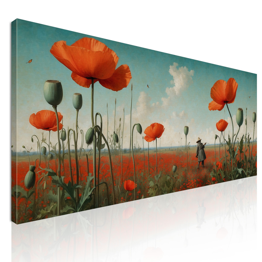 Quadro Botanico Papaveri Rossi In Un Campo Estivo bow33 quadro stampato su tela Quadro Botanico Papaveri Rossi In Un Campo Estivo bow33 quadro stampato su tela