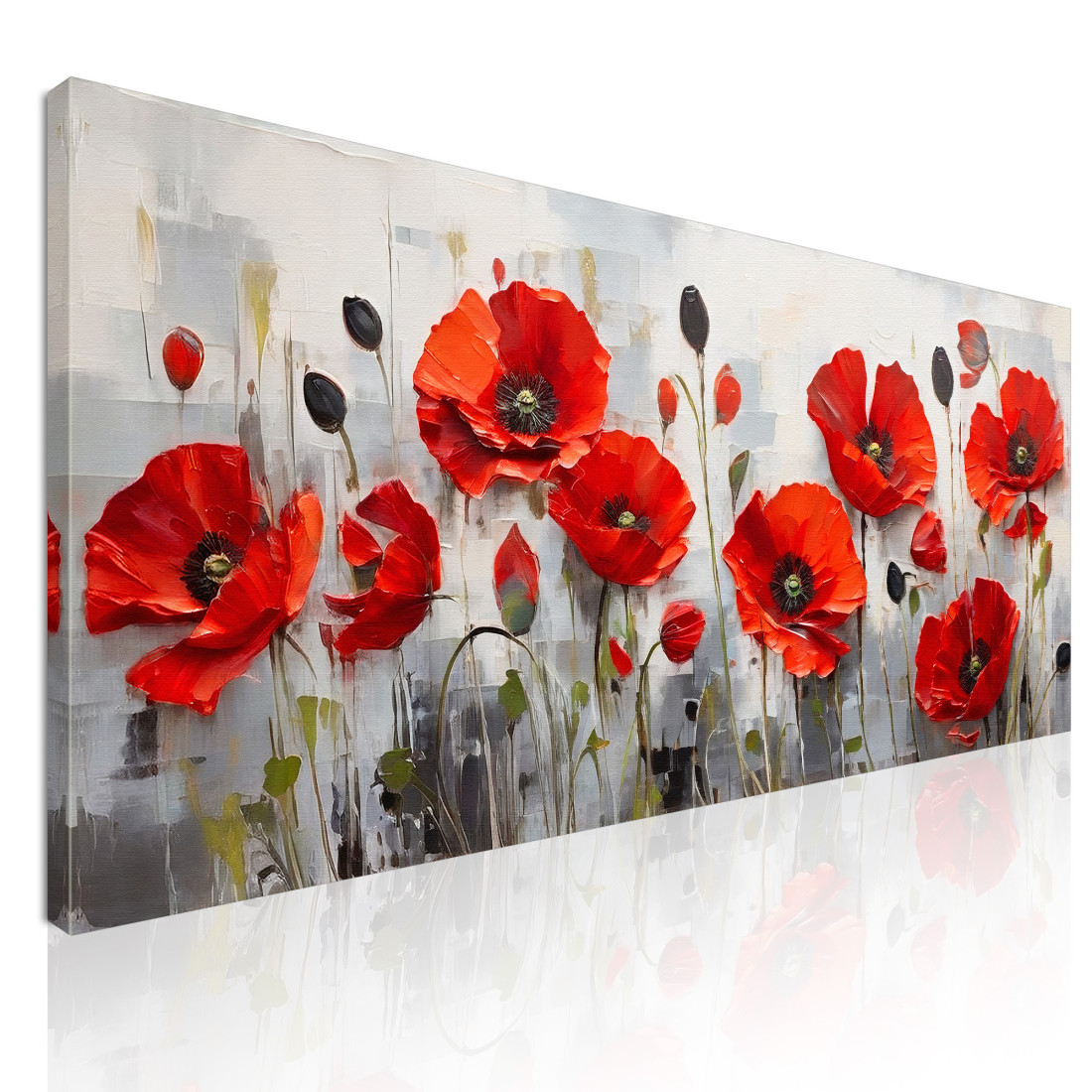 Quadro Botanico Papaveri Rossi Su Sfondo Grigio Moderno bow35 quadro stampato su tela Quadro Botanico Papaveri Rossi Su Sfondo Grigio Moderno bow35 quadro stampato su tela