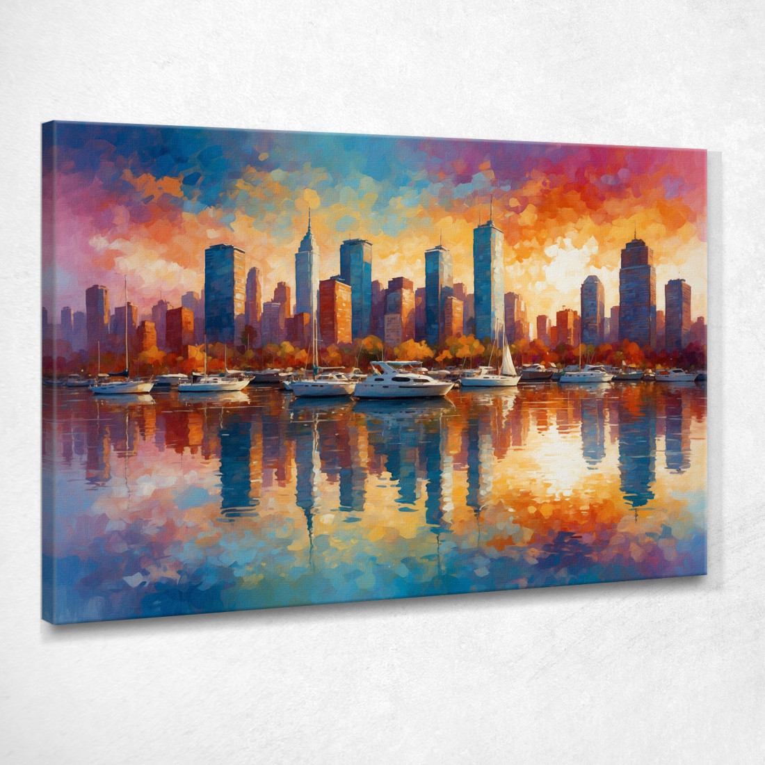 Quadro Moderno Città Astratto Grattacieli E Barche A Vela Al Tramonto In Una Città Astratta ct11 quadro stampato su tela Quadro Moderno Città Astratto Grattacieli E Barche A Vela Al Tramonto In Una Città Astratta ct11 quadro stampato su tela