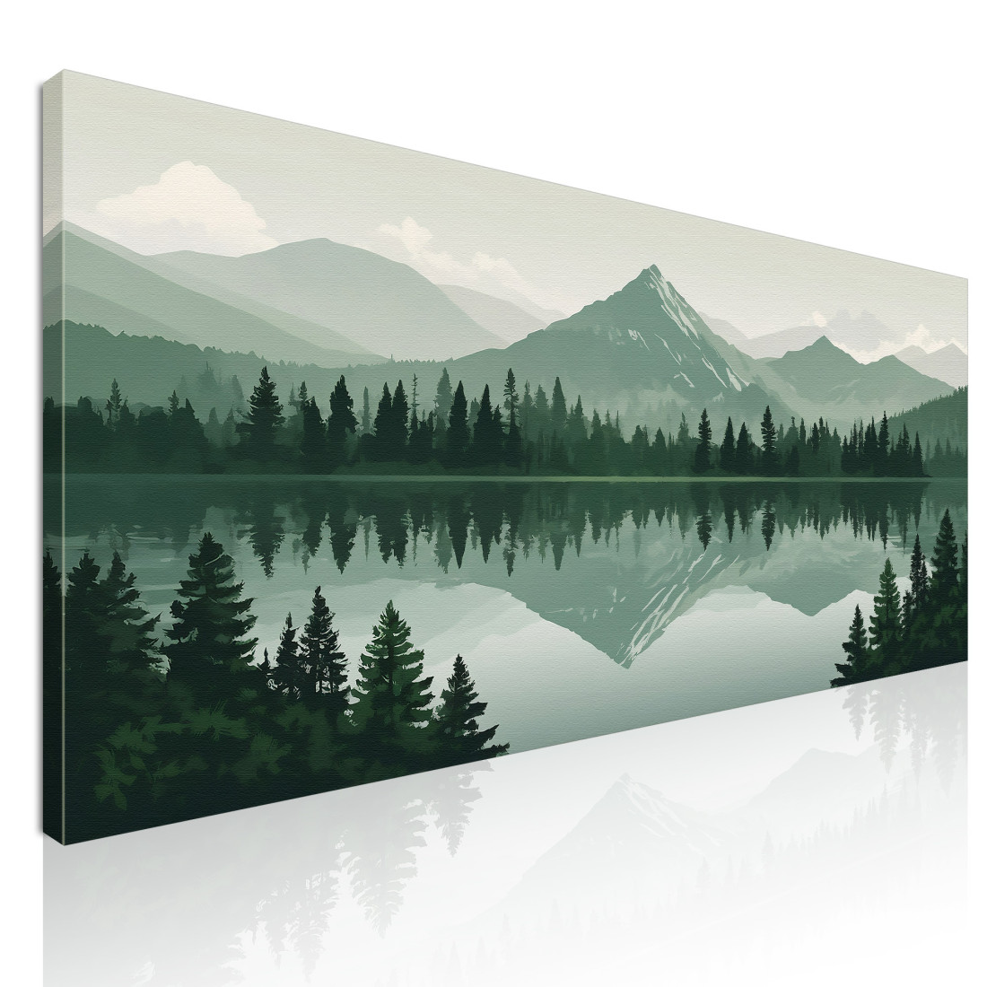 Quadro Boho Chic Illustrazione Paesaggio Riflessi Montani Su Lago Tranquillo bol39 quadro stampato su tela Quadro Boho Chic Illustrazione Paesaggio Riflessi Montani Su Lago Tranquillo bol39 quadro stampato su tela