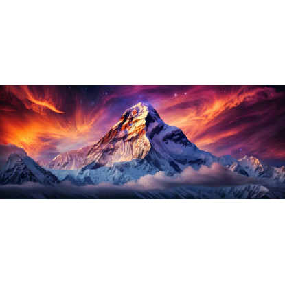 Quadro Montagne Maestoso Picco Di Montagna Innevato Illuminato Da Un Tramonto Spettacolare mow17 quadro stampato su tela