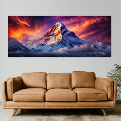 Quadro Montagne Maestoso Picco Di Montagna Innevato Illuminato Da Un Tramonto Spettacolare mow17 quadro stampato su tela