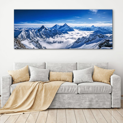 Quadro Montagne Maestose Cime Innevate Dell'Himalaya Una Vista Sopra Le Nuvole mow18 quadro stampato su tela