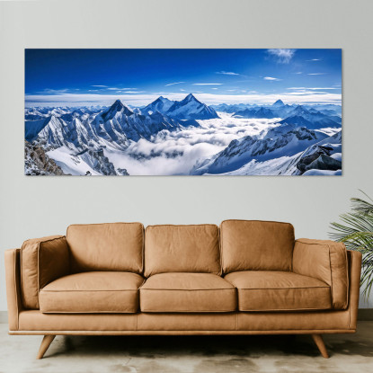 Quadro Montagne Maestose Cime Innevate Dell'Himalaya Una Vista Sopra Le Nuvole mow18 quadro stampato su tela