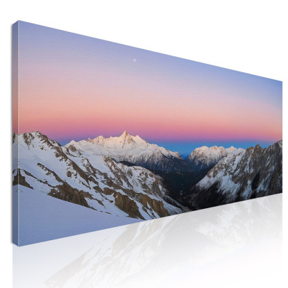 Quadro Montagne Tramonto Pastello Sulla Catena Montuosa Coperta Di Neve mow20 quadro stampato su tela