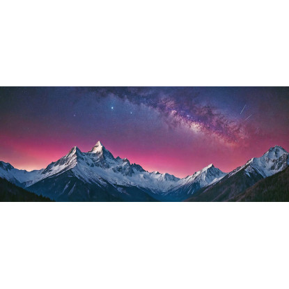 Quadro Montagne Cielo Notturno Stellato Sulle Cime Innevate mow30 quadro stampato su tela