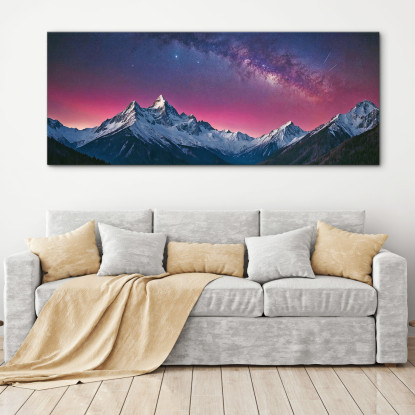 Quadro Montagne Cielo Notturno Stellato Sulle Cime Innevate mow30 quadro stampato su tela